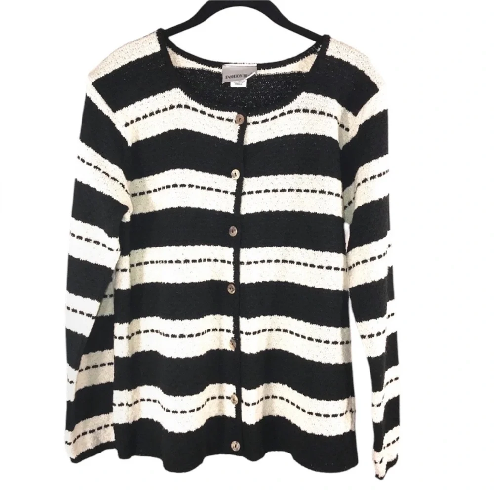 Striped Comfy Cardigan Sweater, Size Small